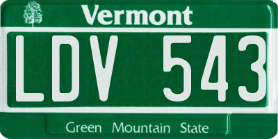 VT license plate LDV543