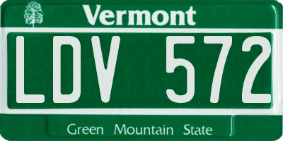VT license plate LDV572