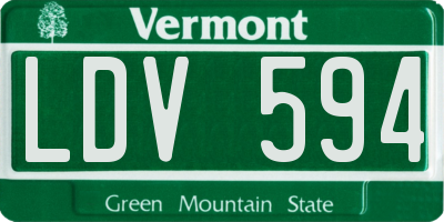 VT license plate LDV594