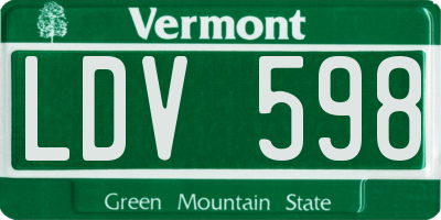 VT license plate LDV598