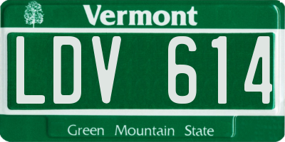 VT license plate LDV614