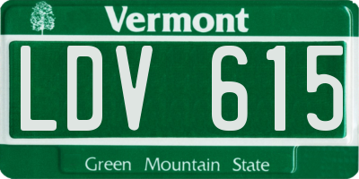 VT license plate LDV615