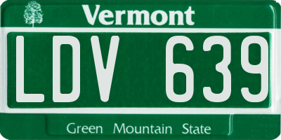 VT license plate LDV639