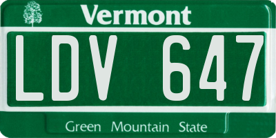 VT license plate LDV647
