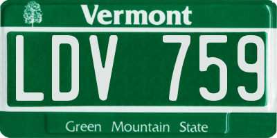 VT license plate LDV759