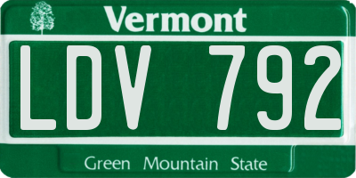 VT license plate LDV792