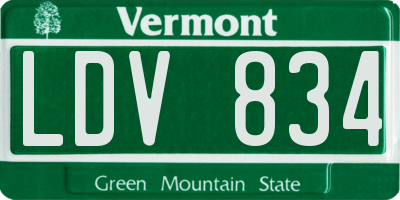 VT license plate LDV834
