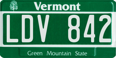 VT license plate LDV842