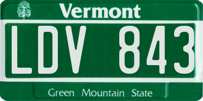 VT license plate LDV843