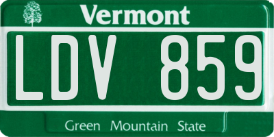 VT license plate LDV859
