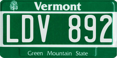 VT license plate LDV892
