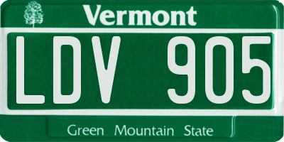VT license plate LDV905