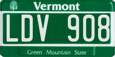 VT license plate LDV908