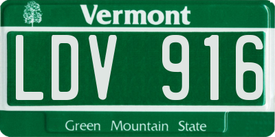 VT license plate LDV916