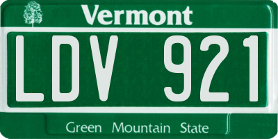 VT license plate LDV921