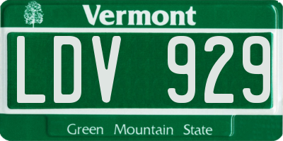 VT license plate LDV929