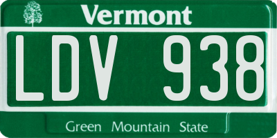VT license plate LDV938