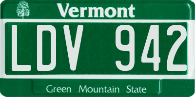 VT license plate LDV942