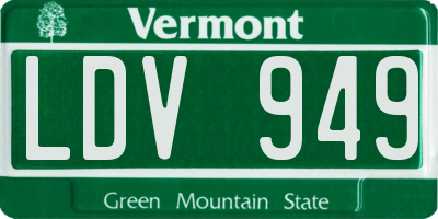 VT license plate LDV949