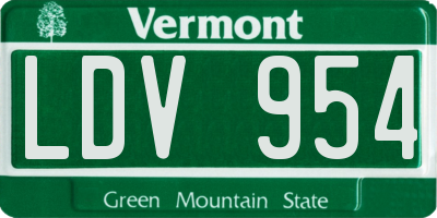 VT license plate LDV954