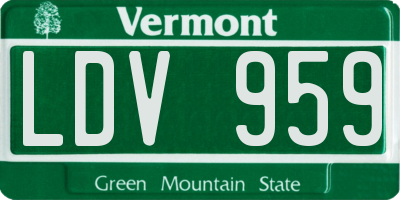 VT license plate LDV959