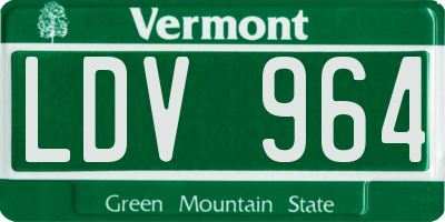 VT license plate LDV964