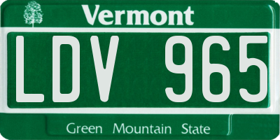 VT license plate LDV965