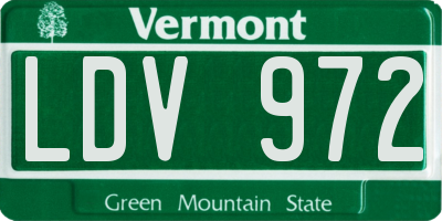 VT license plate LDV972