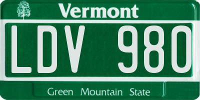 VT license plate LDV980