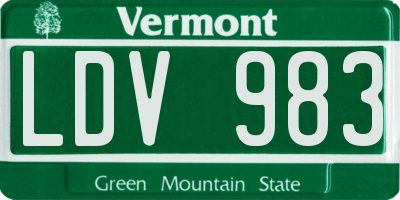 VT license plate LDV983