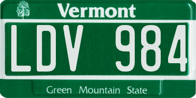 VT license plate LDV984
