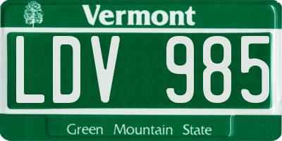 VT license plate LDV985