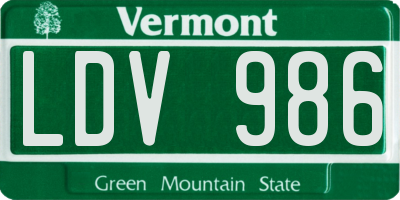 VT license plate LDV986