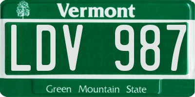 VT license plate LDV987