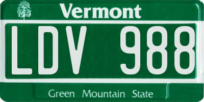 VT license plate LDV988