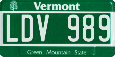 VT license plate LDV989