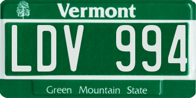 VT license plate LDV994