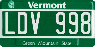 VT license plate LDV998