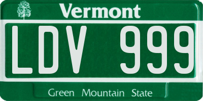 VT license plate LDV999