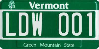 VT license plate LDW001