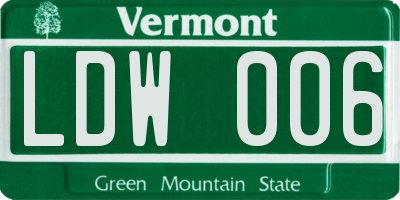 VT license plate LDW006