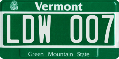 VT license plate LDW007