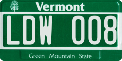VT license plate LDW008