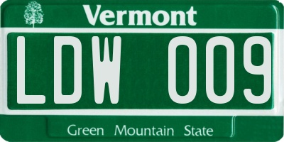 VT license plate LDW009