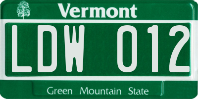 VT license plate LDW012