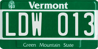 VT license plate LDW013