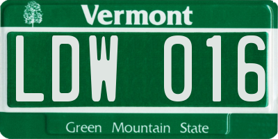 VT license plate LDW016