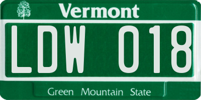 VT license plate LDW018