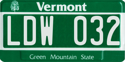 VT license plate LDW032