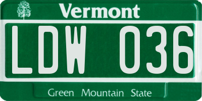 VT license plate LDW036
